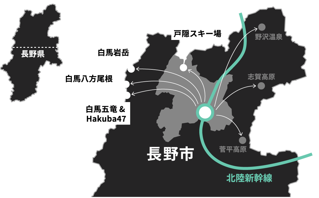 長野のスキー場MAP